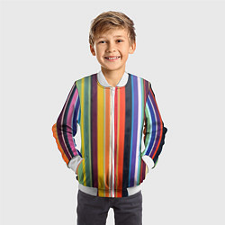Бомбер детский Разноцветная полоска, цвет: 3D-белый — фото 2