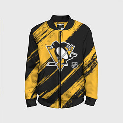 Бомбер детский Питтсбург Пингвинз - брызги краски, цвет: 3D-черный