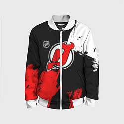 Бомбер детский Нью Джерси Девилз - брызги краски, цвет: 3D-белый