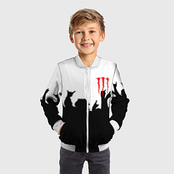 Бомбер детский Monster energy rock black, цвет: 3D-белый — фото 2