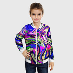 Бомбер детский Абстракция пластика синий, цвет: 3D-белый — фото 2