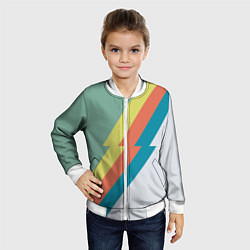 Бомбер детский Рок молния Боуи весенняя палитра, цвет: 3D-белый — фото 2