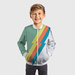 Бомбер детский Рок молния Боуи весенняя палитра, цвет: 3D-белый — фото 2