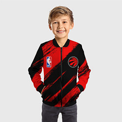 Бомбер детский Торонто Рэпторс - красные потертости, цвет: 3D-черный — фото 2