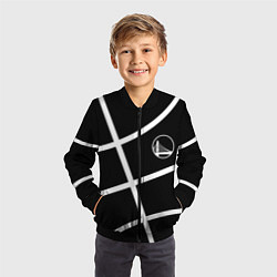 Бомбер детский Голден Стэйт Уорриорз - текстура черного мяча, цвет: 3D-черный — фото 2