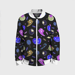 Бомбер детский Halloween blue black pumpkin, цвет: 3D-белый