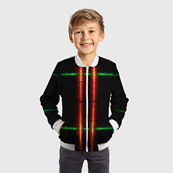 Бомбер детский Color black green red lines, цвет: 3D-белый — фото 2
