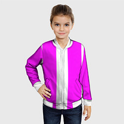 Бомбер детский Color white pink line, цвет: 3D-белый — фото 2