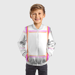 Бомбер детский Neon white orange pink, цвет: 3D-белый — фото 2