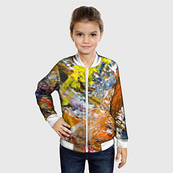 Бомбер детский Живая Абстракция: Поток Цветов и Форм в Постоянном, цвет: 3D-белый — фото 2
