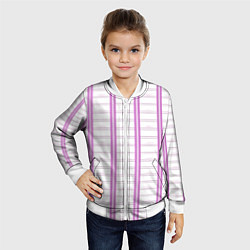 Бомбер детский Color white cage pink line, цвет: 3D-белый — фото 2