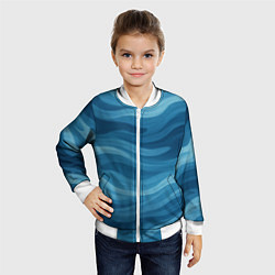 Бомбер детский Камуфляжные синие волны, цвет: 3D-белый — фото 2