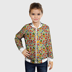 Бомбер детский Фрукты и ягоды в паттерне, цвет: 3D-белый — фото 2