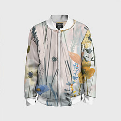 Бомбер детский Цветы полевые, цвет: 3D-белый