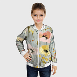 Бомбер детский Цветы и цветочки, цвет: 3D-белый — фото 2
