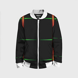 Детский бомбер Color black green orange stripes