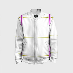Бомбер детский Color white pink yellow stripes, цвет: 3D-белый