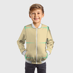 Бомбер детский Color beige green stripes, цвет: 3D-белый — фото 2