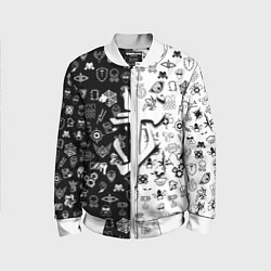 Бомбер детский Doom ачивки паттерн, цвет: 3D-белый