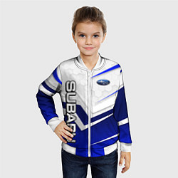 Бомбер детский Субару - белый и синий, цвет: 3D-белый — фото 2