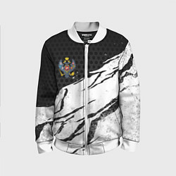Бомбер детский Российская империя - потертости, цвет: 3D-белый