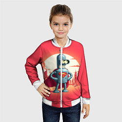 Бомбер детский Робот-сгибальщик Бендер супермен - коллаба, цвет: 3D-белый — фото 2