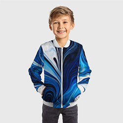 Бомбер детский Бело синяя абстракция, цвет: 3D-белый — фото 2