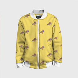 Бомбер детский Утка мандаринка на желтом - паттерн, цвет: 3D-белый