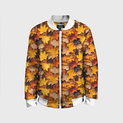 Бомбер детский Камуфляж из кленовых листьев, цвет: 3D-белый