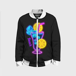 Бомбер детский Night beach, цвет: 3D-белый