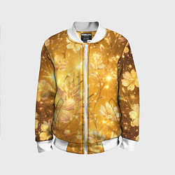 Бомбер детский Цветочный золотой с искрами, цвет: 3D-белый