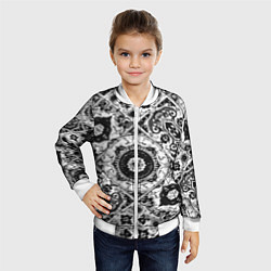 Бомбер детский Узоры калейдоскопа черно-белые, цвет: 3D-белый — фото 2