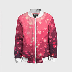 Бомбер детский Розовый с сердечками паттерн, цвет: 3D-белый