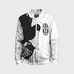 Бомбер детский Ювентус черная птица краски, цвет: 3D-белый