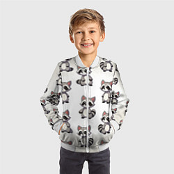 Бомбер детский Много енотов, цвет: 3D-белый — фото 2