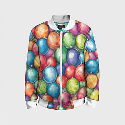 Бомбер детский Россыпь новогодних шаров, цвет: 3D-белый