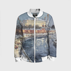 Бомбер детский Новогодние праздники в Москве, цвет: 3D-белый