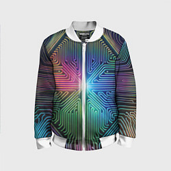 Бомбер детский Линейная графика, цвет: 3D-белый
