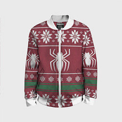 Бомбер детский Рождественский свитер Человека паука, цвет: 3D-белый