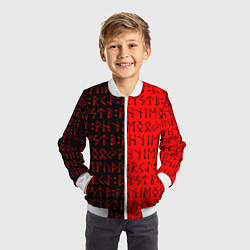 Бомбер детский Знаки рун, цвет: 3D-белый — фото 2