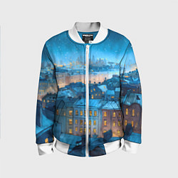 Бомбер детский Крыши зимнего Питера, цвет: 3D-белый