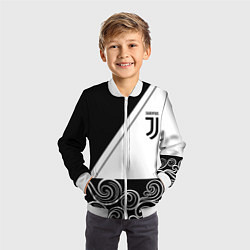 Бомбер детский Ювентус геометрия полосы текстура, цвет: 3D-белый — фото 2
