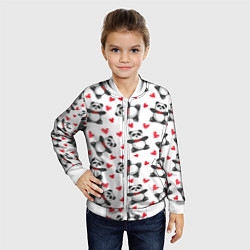 Бомбер детский Любимые панды, цвет: 3D-белый — фото 2