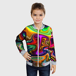 Бомбер детский Неоновые разводы, цвет: 3D-серый — фото 2