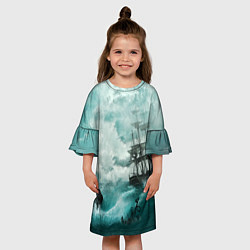 Платье клеш для девочки Море, цвет: 3D-принт — фото 2