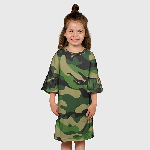 Детское платье Камуфляж: хаки/зеленый / 3D-принт – фото 3