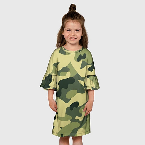Детское платье Камуфляж: зеленый/хаки / 3D-принт – фото 3
