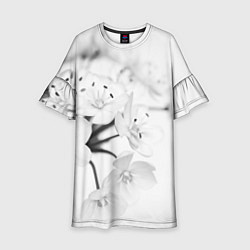 Платье клеш для девочки Белая сакура, цвет: 3D-принт