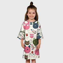 Платье клеш для девочки Радостные котики, цвет: 3D-принт — фото 2