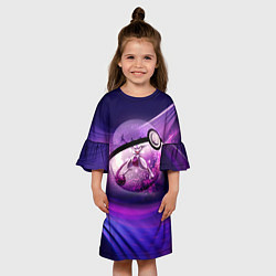 Платье клеш для девочки Pokeball: Violet, цвет: 3D-принт — фото 2
